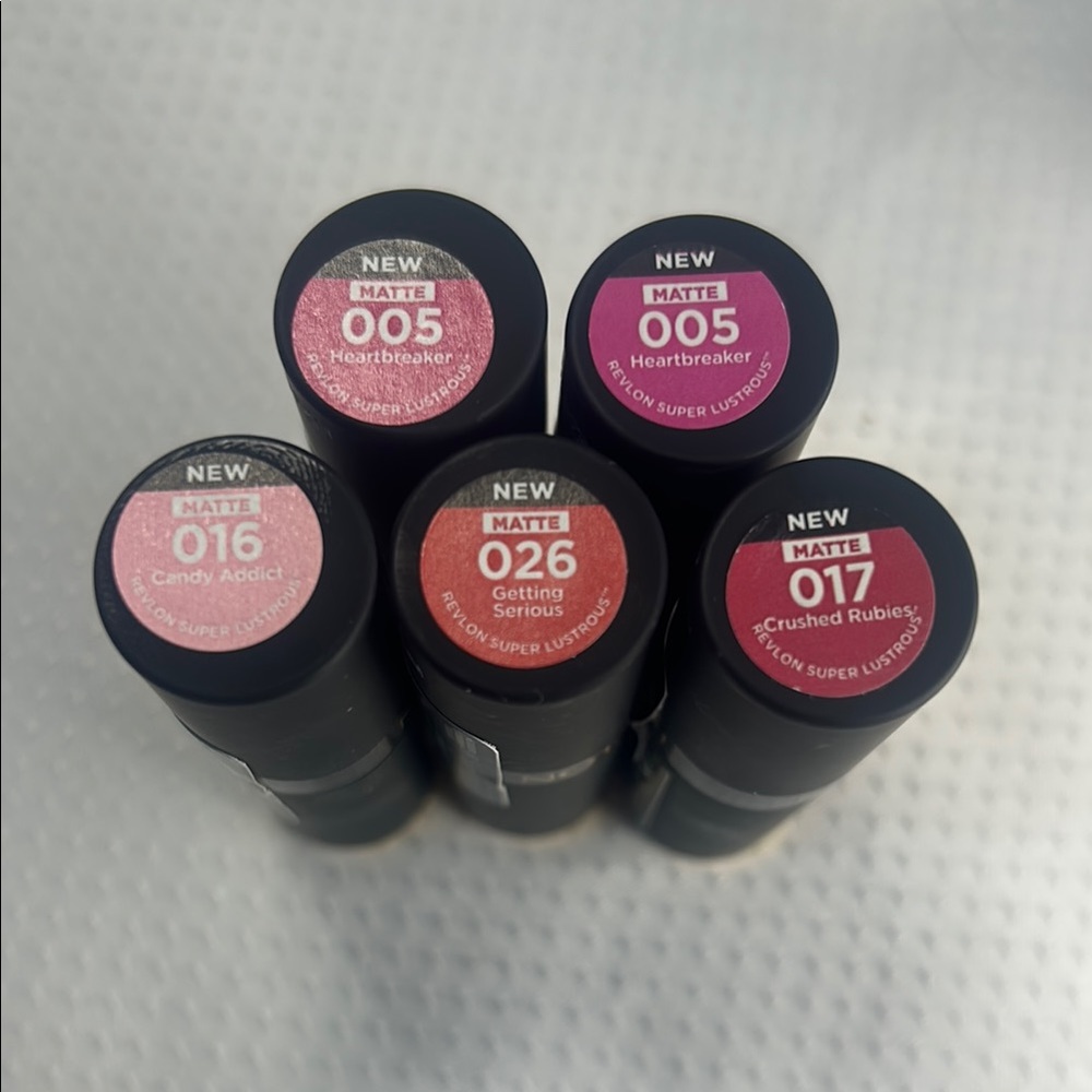 5x Revlon Super Lustrous Matte Lipstick Bundle Shades of Pink & Red 5 16 26 17